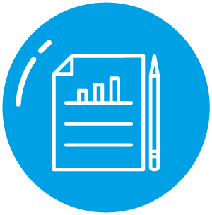 Accountability icon - a document with a graph and a pencil